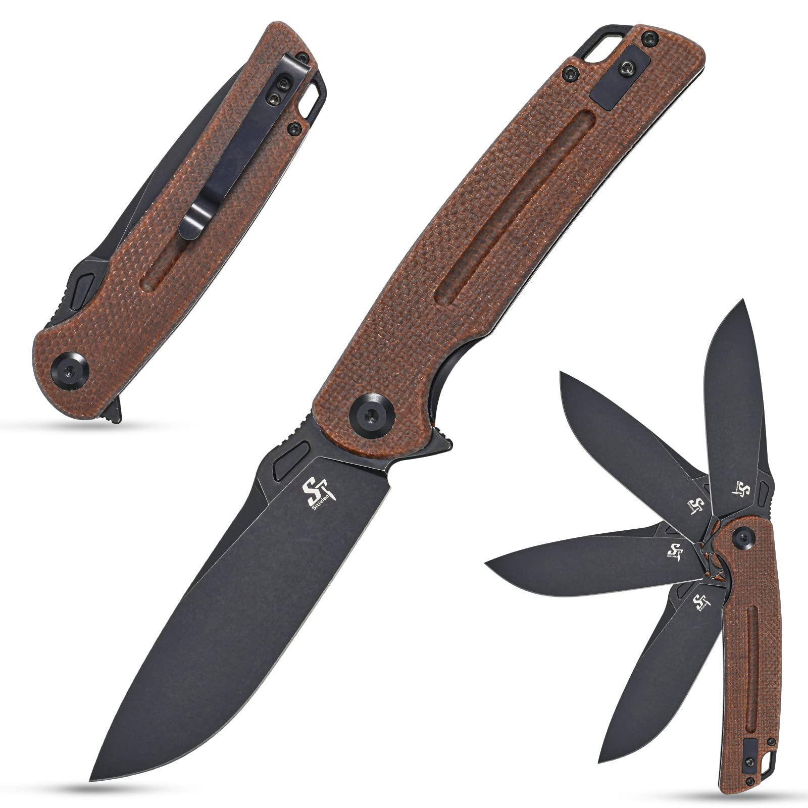 Amazon.com : Sitivien ST137 Folding Knife,D2 Satin Blade,Micarta